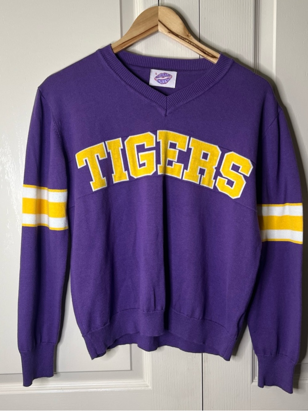 Sparkle City LSU Tigers Purple V-Neck Sweater